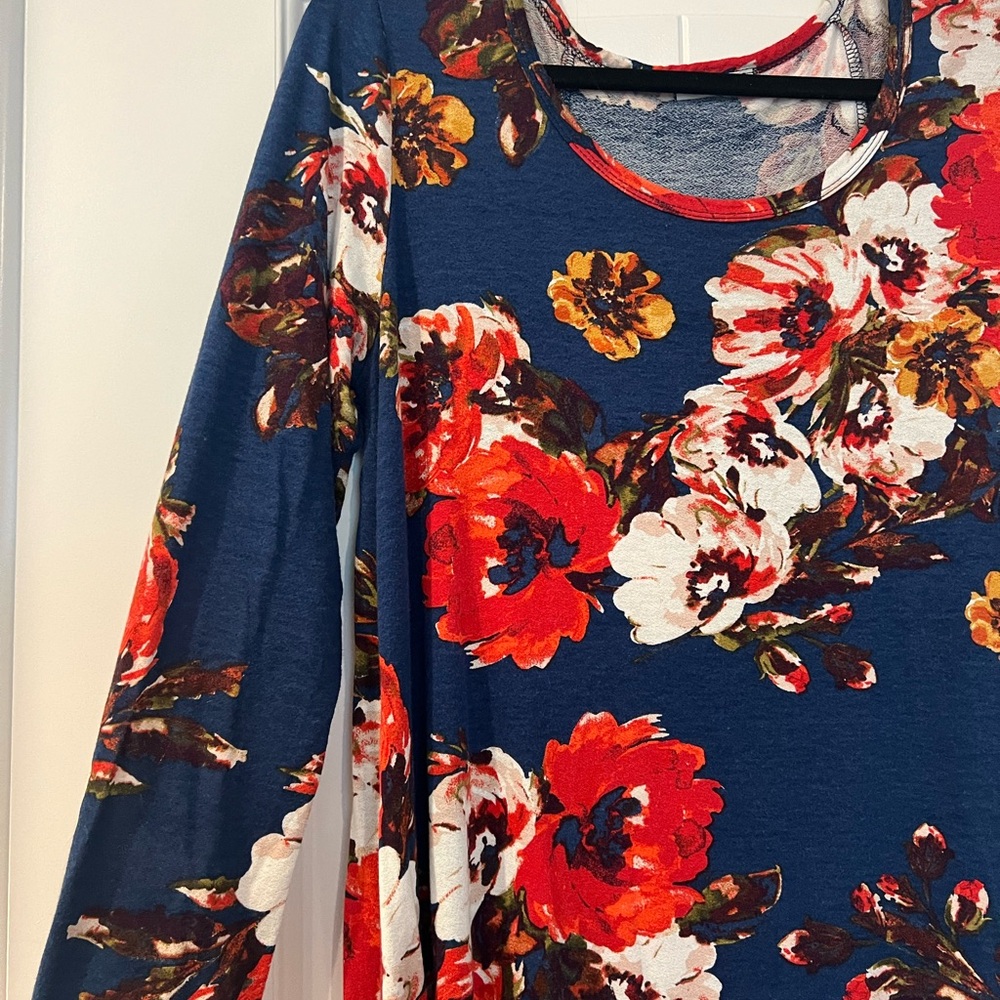 Flowered Long Sleeve Dress